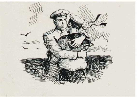 Устинов Евгений Алексеевич. Три иллюстрации к сборнику: Рассказ за рассказом (Избранные рассказы советских писателей. В 2 т. М.: Детгиз, 1954-1955)